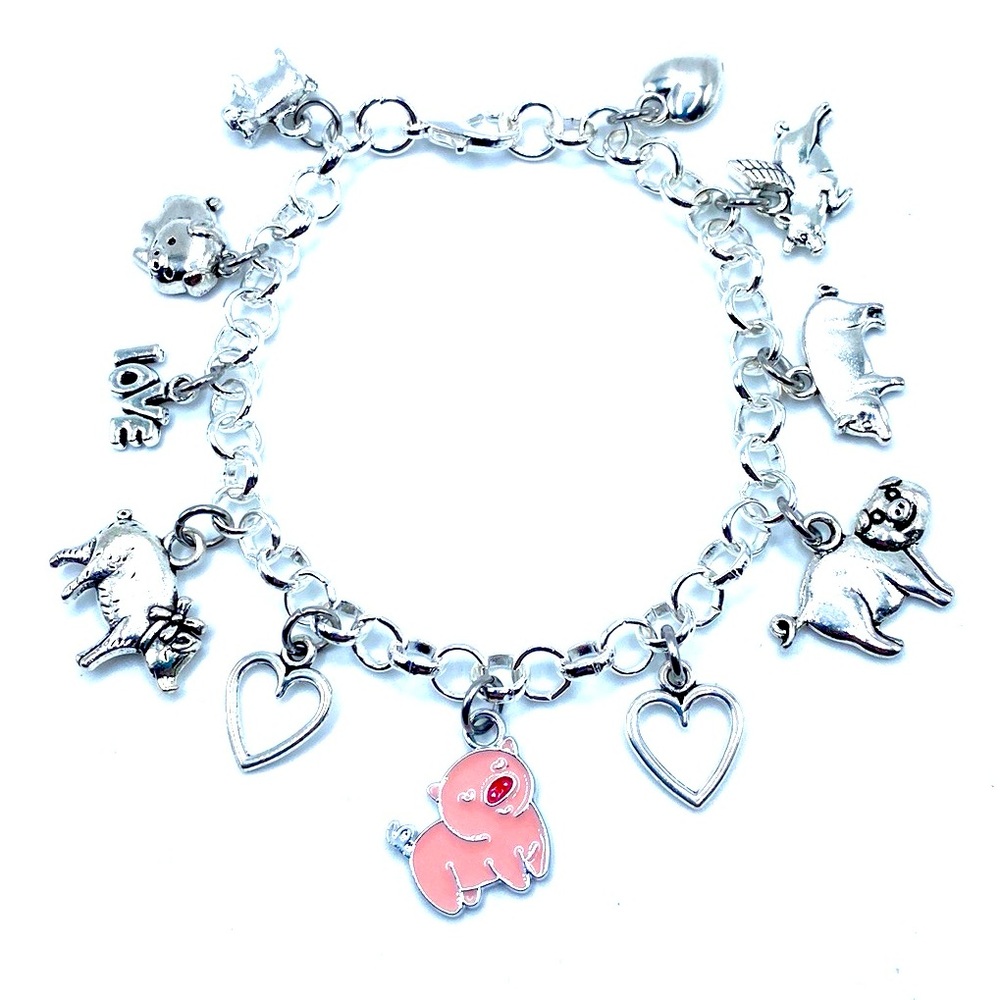 Pig Charm Bracelet Farm Animals